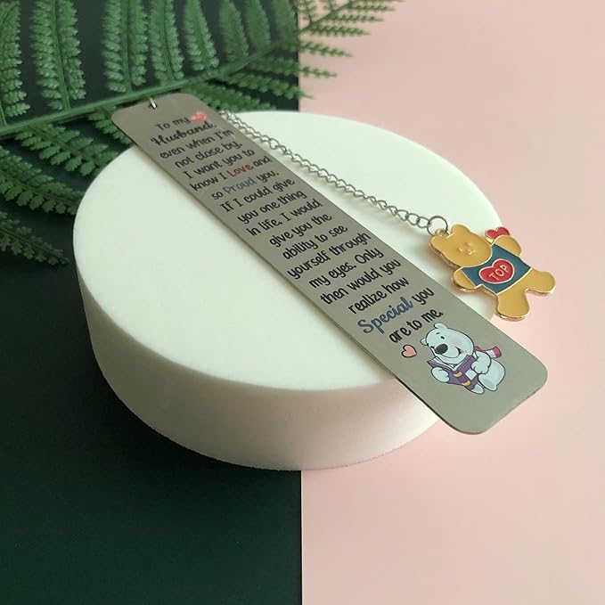 Husband Bookmarks Birthday Gift Man Christmas Encourage Bookmark Valentines Day Distance Miss You Cute Present Appreciate Wedding Anniversary Love Reminder Keepsakes I Love Proud of You for Him Bear