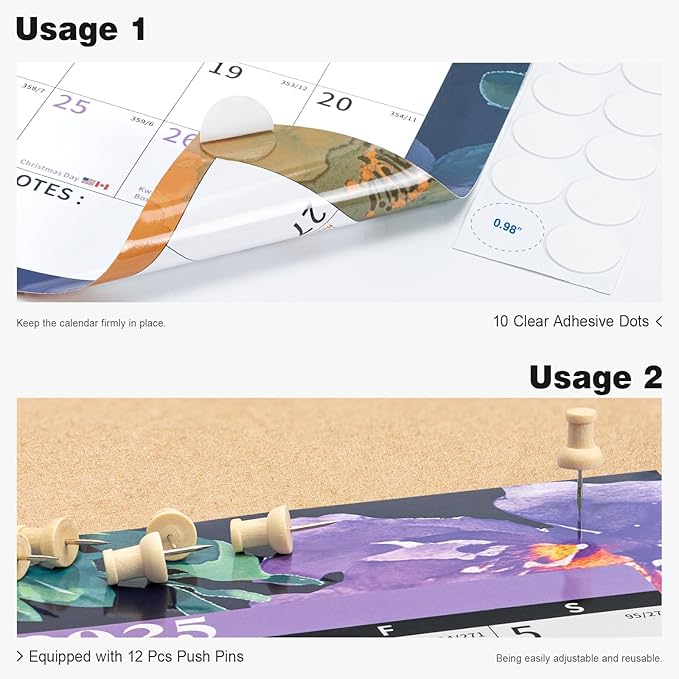 Ospelelf Dry Erase Wall Calendar 2025-2026 Large Laminated Calendar 32'' x 48'' Yearly Office Horizontal 24 Month Calendar, Use July 2025 - June 2026 (Floral)