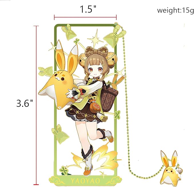 Yaoyao with Chain Original Genshin Impact Metal Bookmark - Collect All Your Favorite Characters!