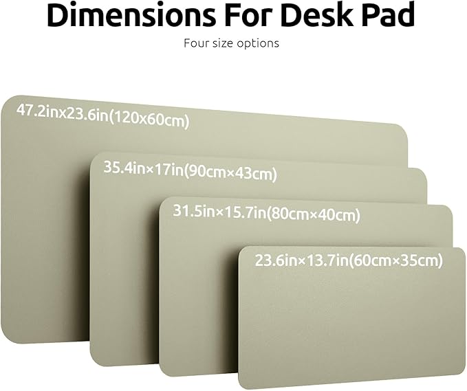 YSAGi Leather Desk Protector, Office Mat, Large Mouse Mat, Non-Slip PU Leather Blotter, Laptop Desk, Waterproof Writing Pad for Office and Home (Sage Green, 31.5" x 15.8")
