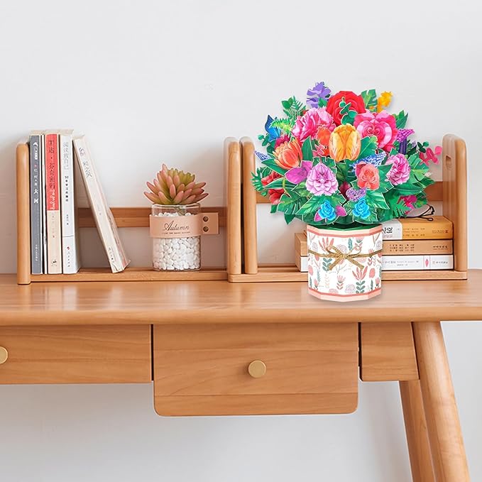 Rose Carnation Pop Up Card, 3D Flower Greeting Card with Envelopes for Any Occasion, Birthday, Mother's Day, Anniversary, Valentines Day, Handmade Gifts, Foldable Flower Cards for Friends