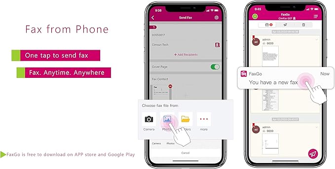 CimFAX Fax from PC/Mobile to Fax Machines Fax2Email 20 Users Fax Server Automatic Fax Solution Fax Via Landline… (4GB)