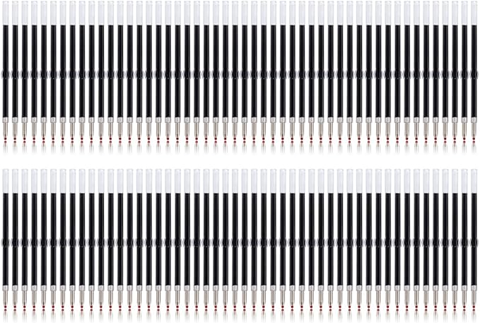 PASISIBICK 100 Pieces Plastic Beadable Pen Refills, 2.44 inch/6.2 cm Black Ink Smooth Writing Pen Refills for Bead Pens DIY PPL Gift(Pack of 100)