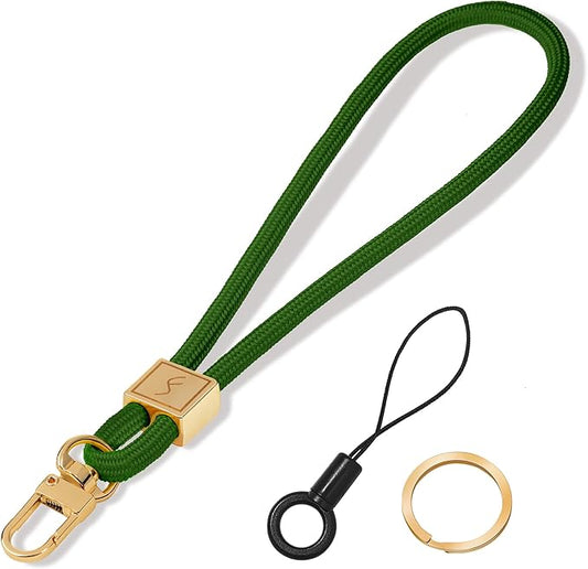 Fishent Keychain Wristlet lanyard, Cute Key Chain Holder, Upgraded Woven Wrist Lanyard for Keys, Wristlet Strap Keychain for Women Men Car Keys ID Badges Card Wallet Phone (Dark Green)