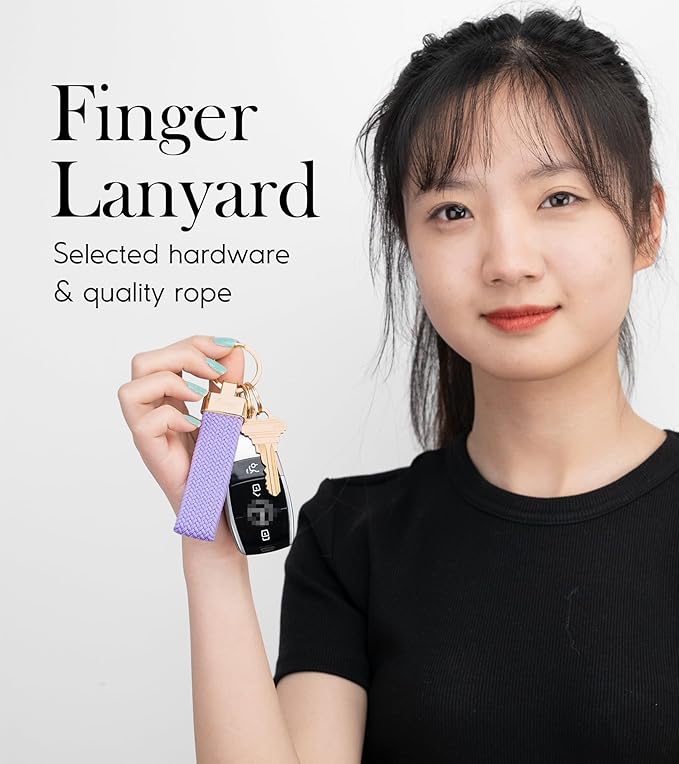 SENLLY Car Keychain, Stretchy Key Holder, Original Elastic Anti-Drop Design Finger Lanyard Strap