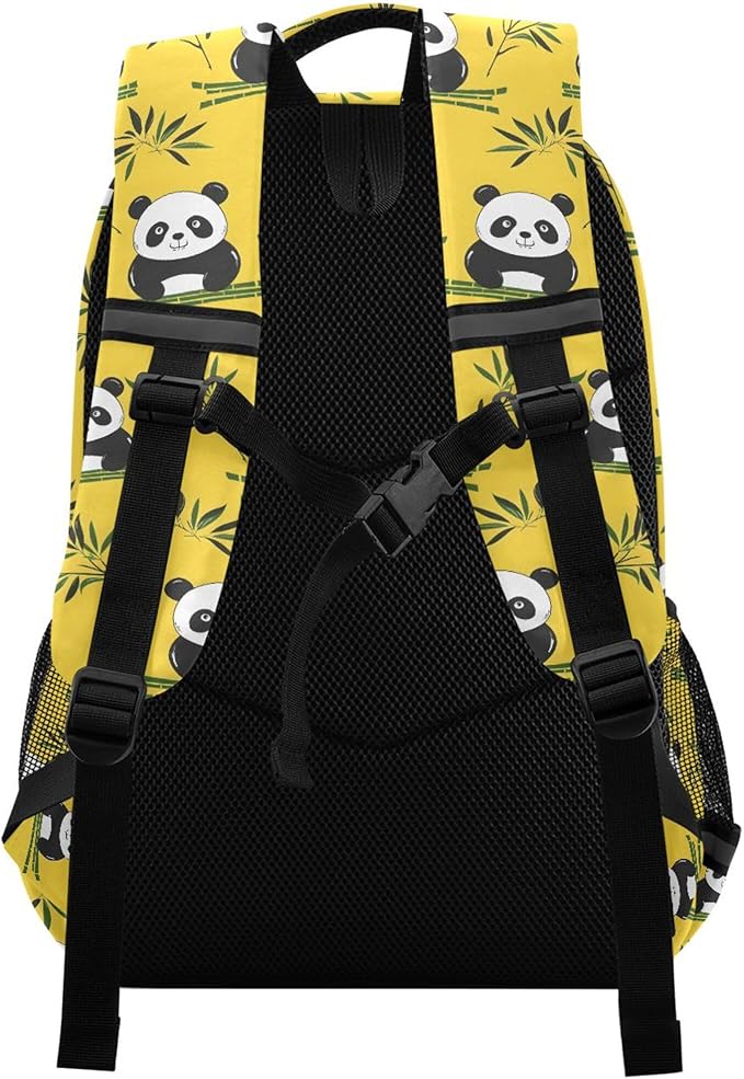 MNSRUU Laptop Backpack with Chest Strap, Panda and Bamboo School Backpack, Travel Hiking Backpack for Boys Girls Teen Adult, Rucksack, Knapsack