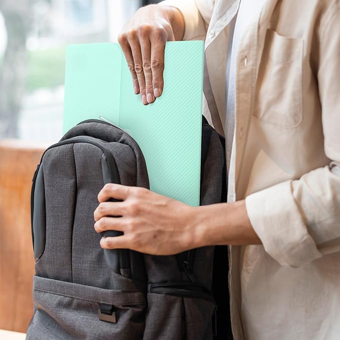 SKYDUE Expanding File Folder with 7 Pockets, Accordion File Organizer, Portable Folders for Documents, School Office Supplies Bungee Closure, Letter/A4 Size Bungee Closure, Green