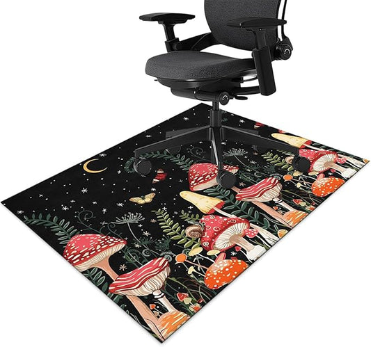 Office Chair Mat for Hardwood Floor Mushroom 36"x48" Computer Gaming Chair Mat Anti-Slip Office Rugs Floor Protector for Rolling Chairs Under Desk Rug for Home Office