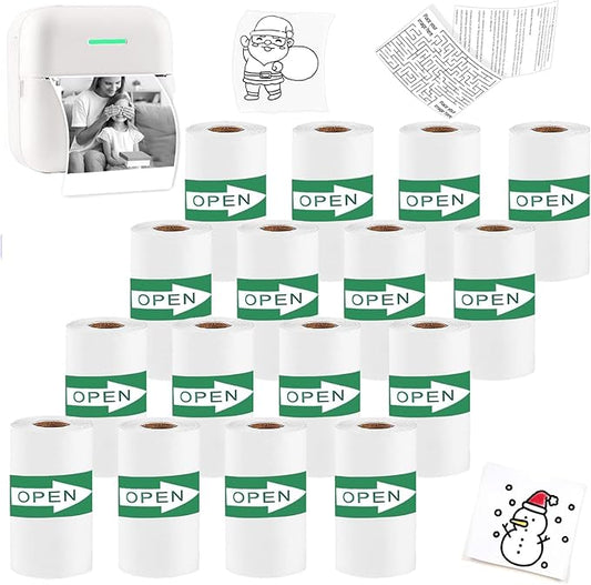 16 Rolls Self-Adhesive Thermal Paper, Glossy Thermal Printer Paper for Mini Portable Printer, 50mm X 4m, Diameter 30mm, Thermal Labels for Most Pocket Printer