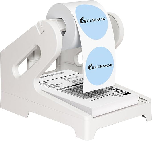 Guermok Thermal Shipping Label Holder for Rolls & Fan-Fold, Fragile Stickers for Shipping, Label Stand Desktop Printer Holder-Home Office Accessory- Sticker Dispenser for Holographic Vinyl