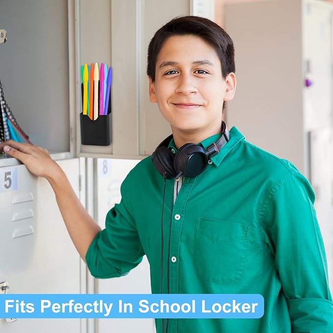 Magnetic Pen Holder,2 Pack Magnetic Dry Erase Marker Holder with Generous Compartments,Strong Magnet Storage Marker Pen Pencil Organizer for Refrigerator,Whiteboard,Locker Accessories