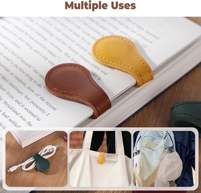 Personalized Magnetic Leather Bookmark, 26 Letters Custom Leather Bookmarks, Handmade, Leather Magnetic Bookmark for Book Lovers Readers Women Kid(Red，X）