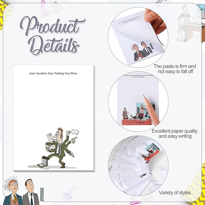 Funny Notepads with Sayings Sticky Funny Office Supplies to Do List Sarcastic Work Assorted Notepad for Workers, 12 Designs, 3 x 3.93 Inch(Novelty Style)