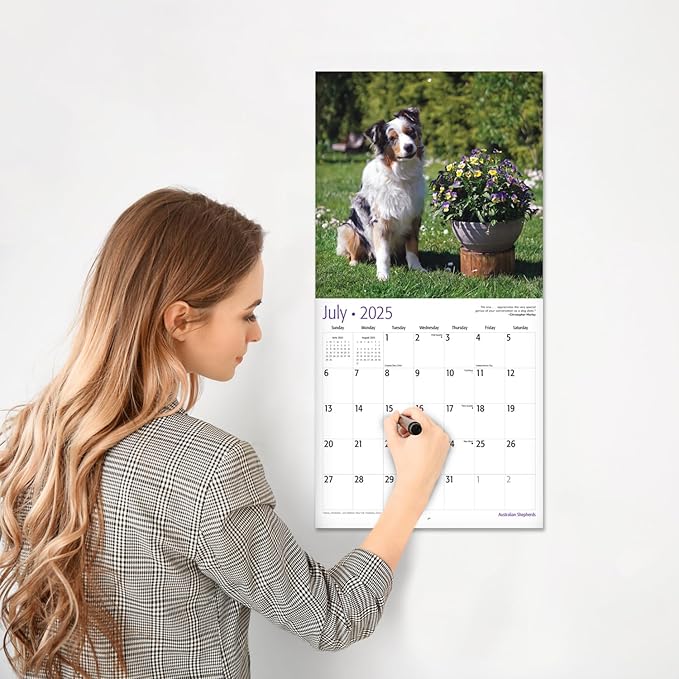 RED EMBER Australian Shepherds 2025 Wall Calendar 12 Month | 12" x 24" Open | Thick & Sturdy Paper | Giftable | Calendar 2025
