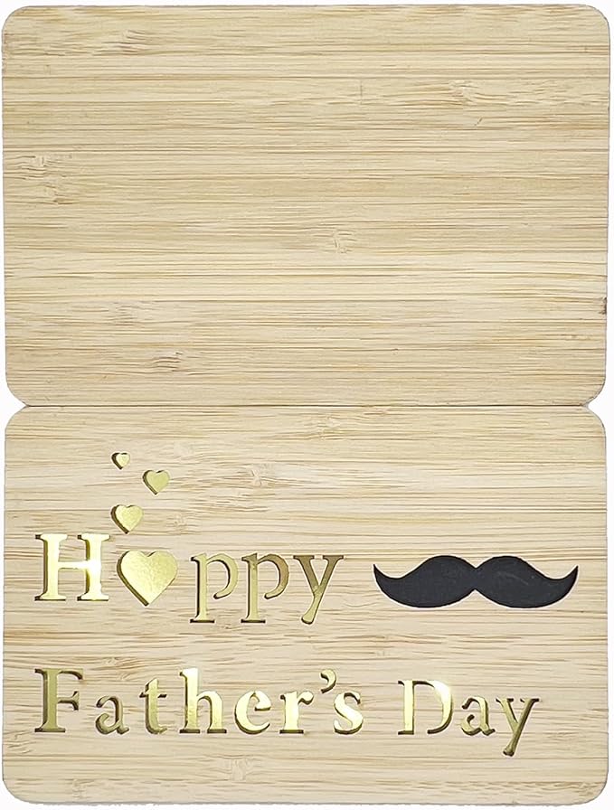 Fathers Day Cards,Handmade Bamboo Greeting Cards,Wooden Thankyou Card,Father's day Card for Dad,Happy fathers day
