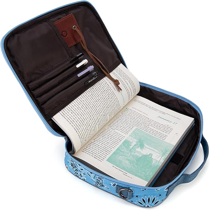 Montana West Bible Book Covers for Women Canves Bible Cases with Zippered Pocket Bible Bags Handheld Crossbody Church Bible Study Supplie