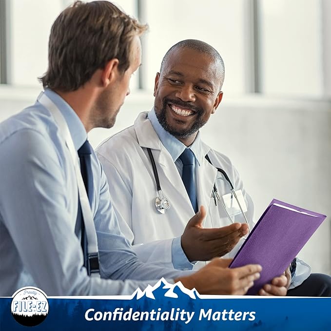 FILE-EZ Two-Pocket Folders, Purple, 125-Pack, Textured Paper, Letter Size (EZ-32445)