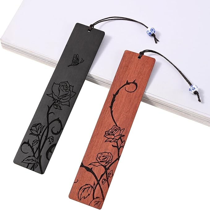 Cute Bookmarks for Women, Pretty Flower Bookmarks Rose Wooden Book Markers for Women, Bookish Gifts (Rose)