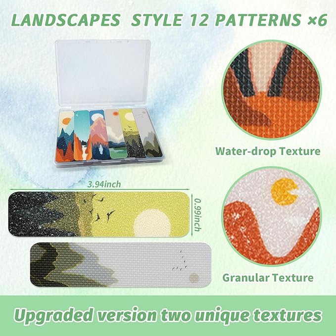 72 Pieces Anxiety Sensory Stickers with Storage Box - Calming Stickers 2 Textured Surface - Fidget Strips for Office & Classroom Desk Adult & Teen Stress (Landscape)