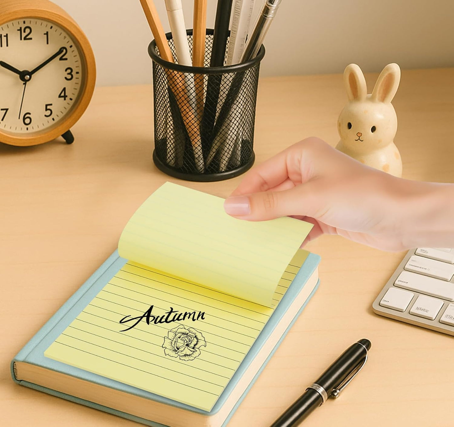 6 Pack 8x6 Inch Lined Sticky Notes, 300 Sheets Large Yellow Sticky Notes with Lines Super Sticking Power Memo Pads, Self-Stick Note Pads for School Office Home