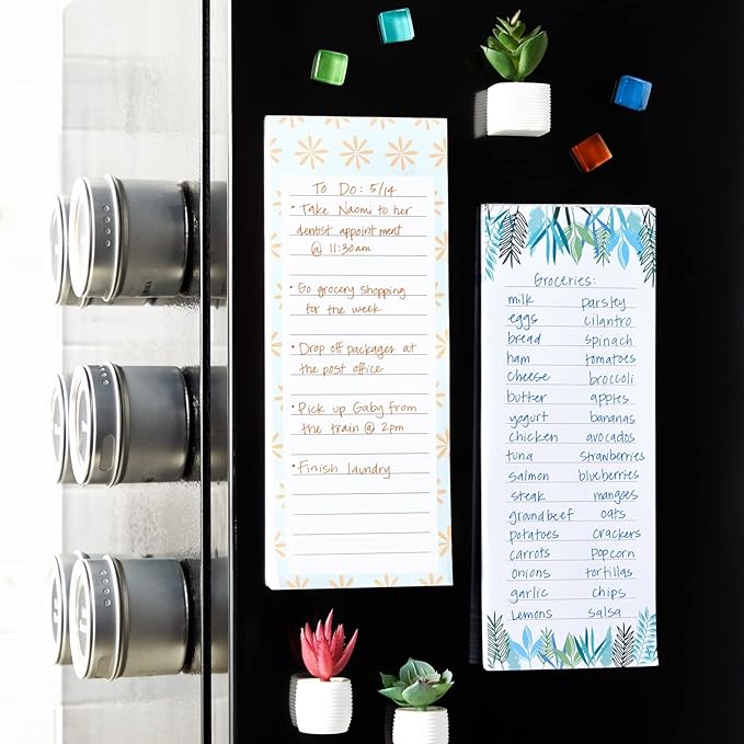 Juvale 6-Pack Magnetic Grocery List Pad for Fridge- Cute Shopping List Paper Note Pads for Refrigerator, To-Do Memos (6 Floral Designs, 60 Sheets Each)