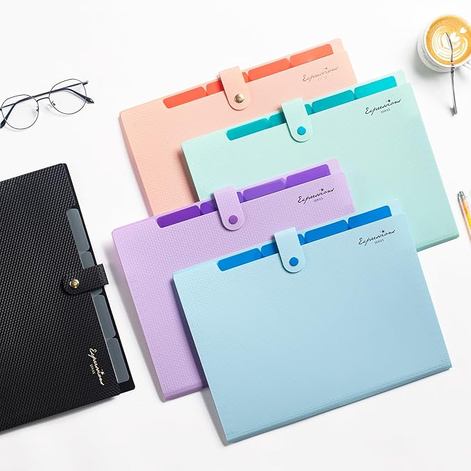 Sooez School Supplies File Folder, Letter Size Accordion File Organizer, Expanding File Folder for Document, Portable Paper Organizer for Office-Green