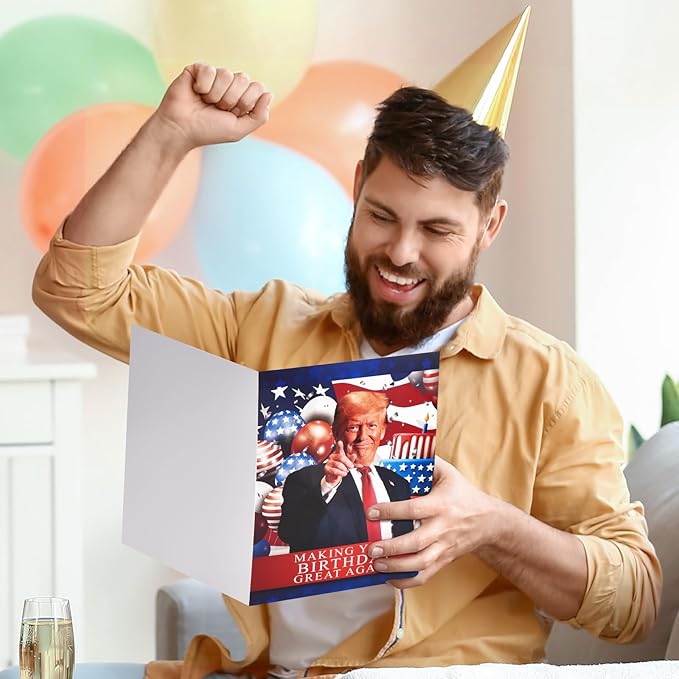 Funny Trump Birthday Card, Humor Donald Trump Happy Birthday Cards for Women Men, Trump Birthday Greeting Card for Husband Wife, Trump Birthday Gifts Cards for Her Him Fans Friends