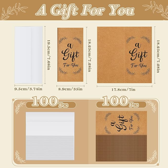Sabary 200 Pcs Christmas Money Envelopes for Cash Gifts Set 100pcs 3.5 x 7.28 Inches a Gift for You Envelopes 100 White Envelope for Church Wedding Graduations Birthdays Certificate Currency Offering