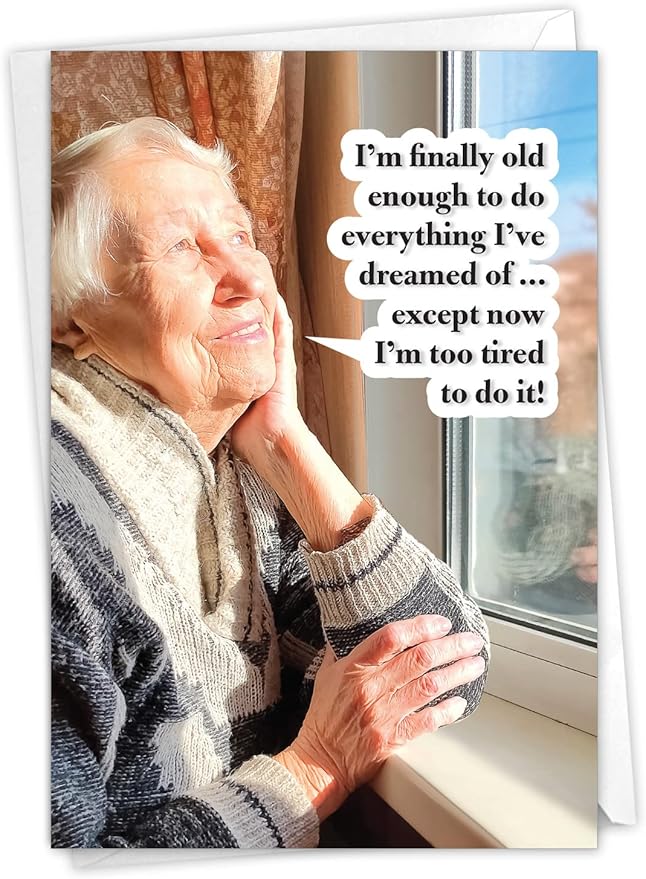 NobleWorks - Humorous Birthday Paper Card with 5 x 7 Inch Envelope (1 Card) Bday Old Enough C2335BDG