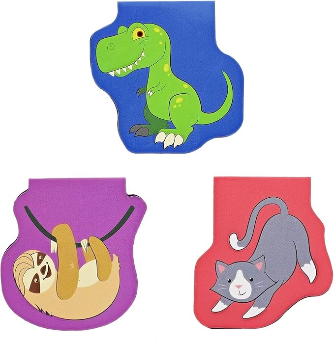 Bright Creations 50-Pack Mini Assorted Colorful Animal Magnetic Bookmarks, Bulk Magnet Set, Page Clip Markers for Kids, Reading, Bookclub, School Book Fairs (10 Designs, 1.7x1.7 in)