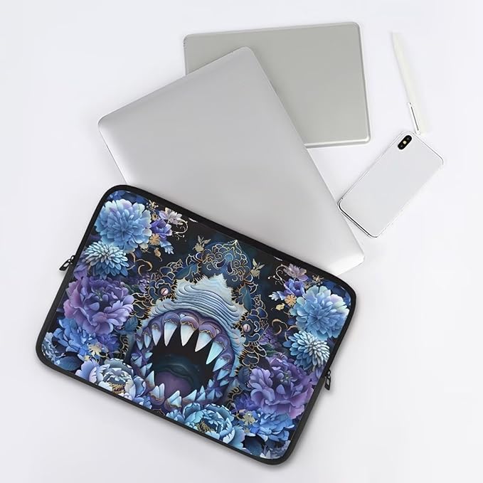 SharkPeony Printed Computer Bags for Laptops for Women Men, Shockproof 10 Inch Laptop Case Bag Washable Messenger Bag with Zipper, Laptop Case Computer Carrying Cover Easy to Carry