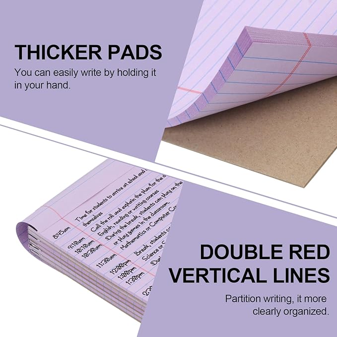 Utron 6 PCS Small Legal Pads 5x8 Purple, Narrow Ruled Small Note Pads 5x8, Micro Perforated Writing Pad, College Ruled Legal Notepads 5x8 for Study, Office, To-Do Lists(30 Sheets/Small Notepad)