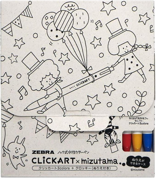 Zebra WYSS22-3C-CR-B Clickart Water-Based Pen, 3 Pieces, With Crocky, B