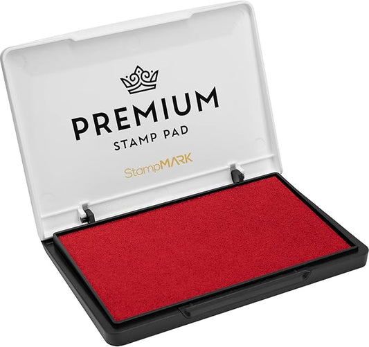 Premium Stamp Pad Medium Size 3" x 4" - for Traditional Rubber Stamps - Felt Pad Red Color
