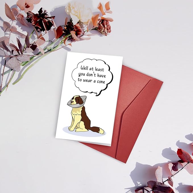 Funny Get Well Card Gift, Get Well Soon Card, Humorous Surgery Recovery Gifts for Women Men, At Least You Don't Have to Wear A Cone