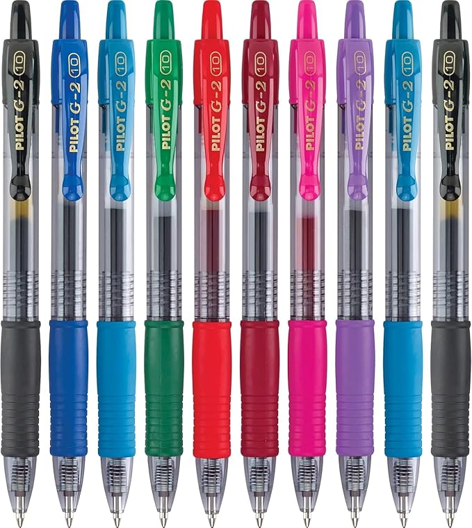 PILOT G2 Premium Retractable Gel-Ink Rolling Ball Pens, Bold Point (1.0mm), Assorted, 10-Pack, (11887)