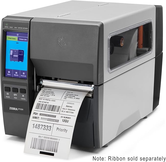 ZEBRA ZT231 300 DPI Thermal Transfer Industrial Printer, ZT231 Upgraded Version of ZT230 Printer, Print Width 4 in Ethernet Bluetooth Serial USB, Includes: Touch Display, Tear Bar