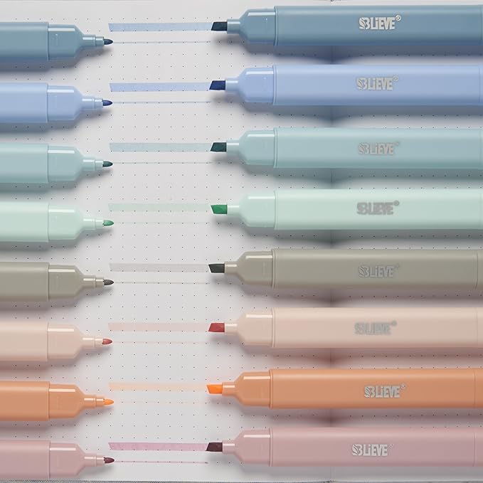 BLIEVE- Aesthetic Bible Highlighters No Bleed Through Assorted Colors, Cute Highlighter Dual Tip For Journaling Supplies And School Accessories, Bible Highlighters And Pens No Bleed (COASTAL DREAM)