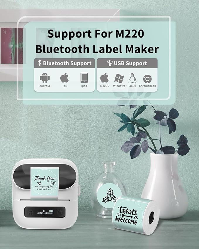 Phomemo Circle Thermal Label Compatible with M110/M100/M120/M150/M200/M220/M250 Label Maker, Sticker Round Thermal Label, 1.96" x 1.96"(50x50 mm), Black on Green