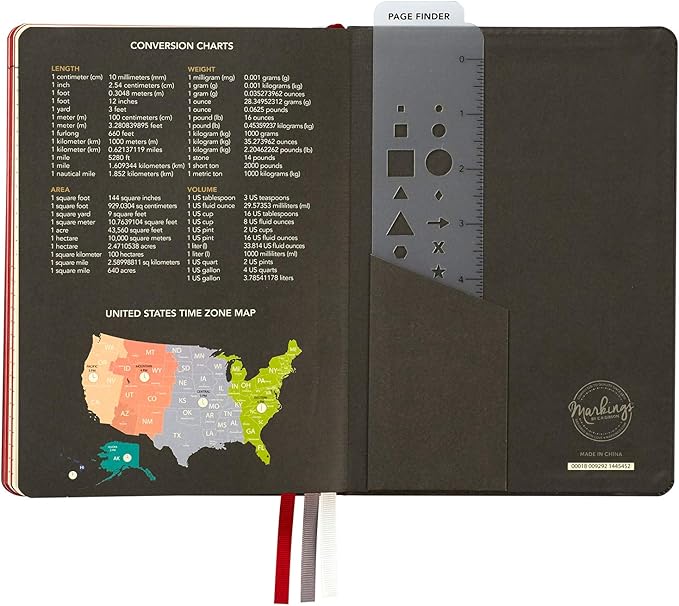 C.R. Gibson Black Leatherette Dot Grid Notebook Journal, 6'' W x 8.5'' L, 240 Pages, Bulleting Log (MJ127-20191A)