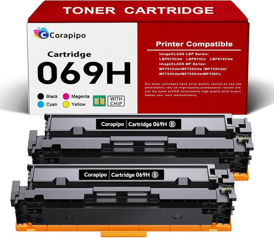 069H 069 MF753Cdw High Yield Black Toner Cartridges Compatible for Canon 069H 069 Toners Work with MF753Cdw MF751Cdw LBP674Cdw LBP673Cdw LBP674Cx MF752Cdw MF756Cx |069H Black Toner,2Pack