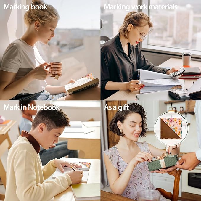 Personalized Leather Bookmarks, Fun & Cute Book Accessories for Reading Lovers, Unbreakable Page Markers for Women Men Girls Boys Student Teacher Kids Retirement Birthday Gifts (Pink Flower)