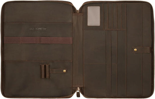 Awesometik Leather Organizer,Mac Bag Genuine Full Grain Leather,Crazy Horse Leather Portfolio Bag,Bag with Multiple Slots
