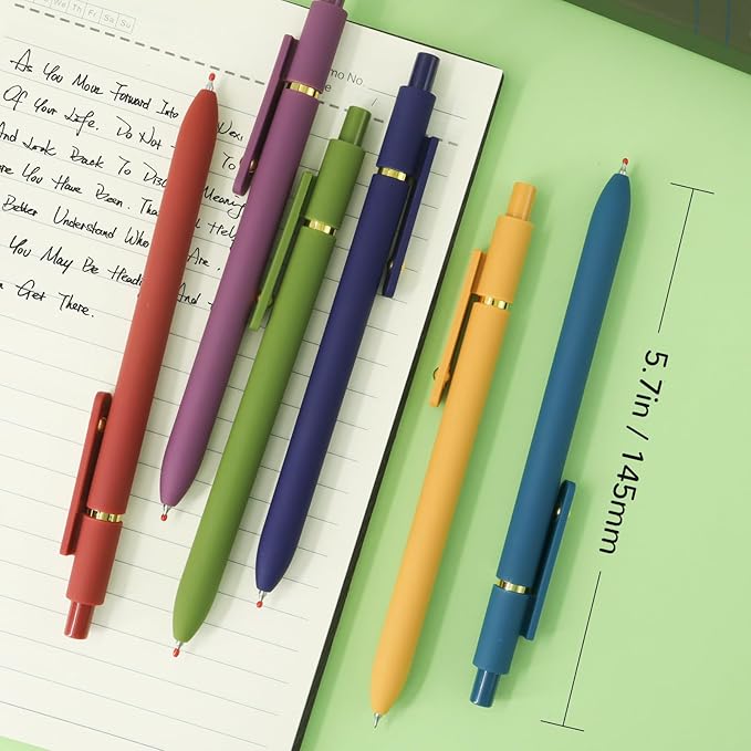 UIXJODO Gel Pens, 12 Pcs Black Ink Pens for Women, 0.5mm Fine Point Smooth Writing Pens, High-End Series Retractable Pens for Journaling Note Taking (12 Pcs Gold Morandi and Vintage)