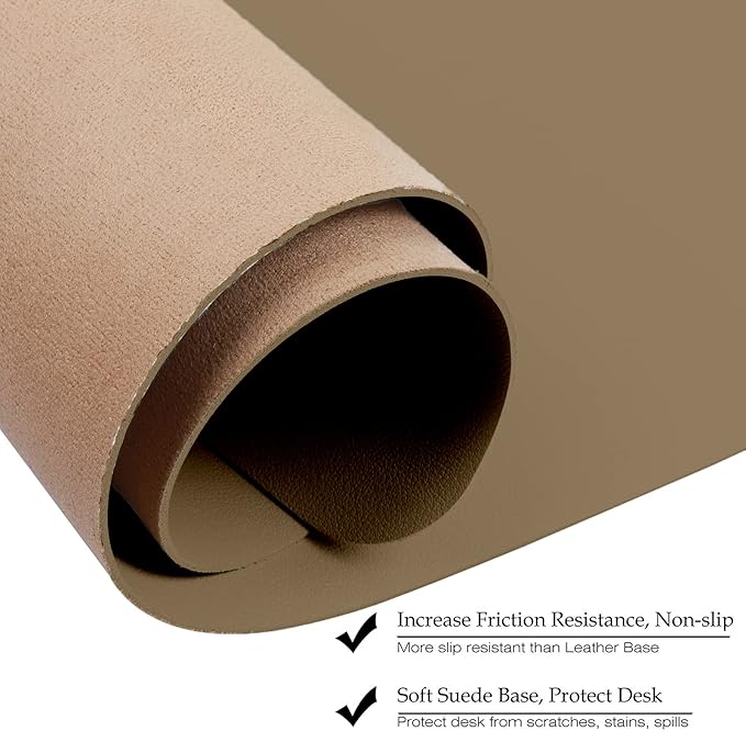 Boutilon Leather Desk Pad 24"x 14" Non-Slip Mouse Pad,Office Desk Mat,Waterprooft PU Leather Desk Blotter,Desk Pad Protector,Desk Writing Pad for Home Office Decor (S-Dark Apricot)