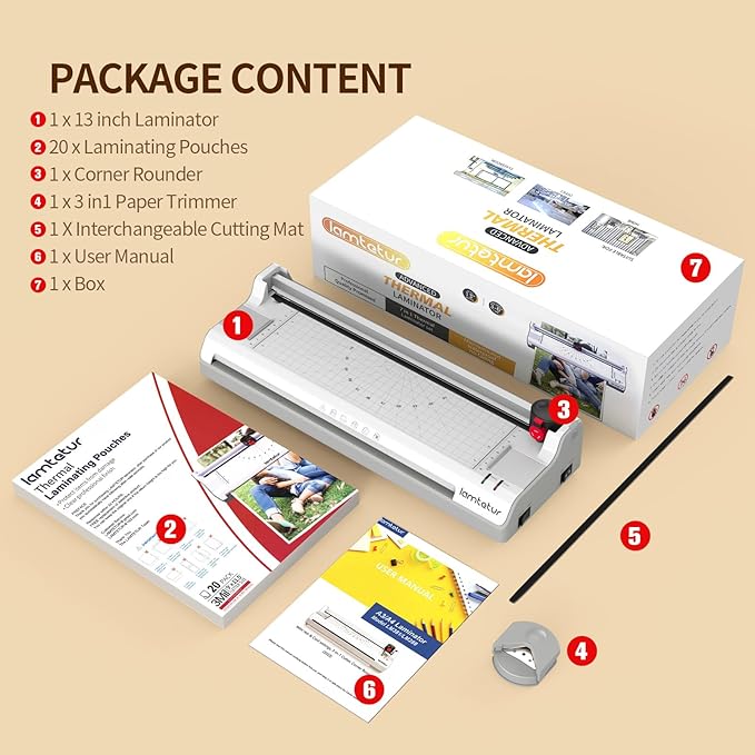 Thermal Laminator Machine 11X17 with 20pcs Letter Size Laminating Sheets,13inch Laminater for A3/A4/A6, Hot&Cold Lamination Machine for Office Home School Teacher Use,Paper Cutter, Corner Rounder