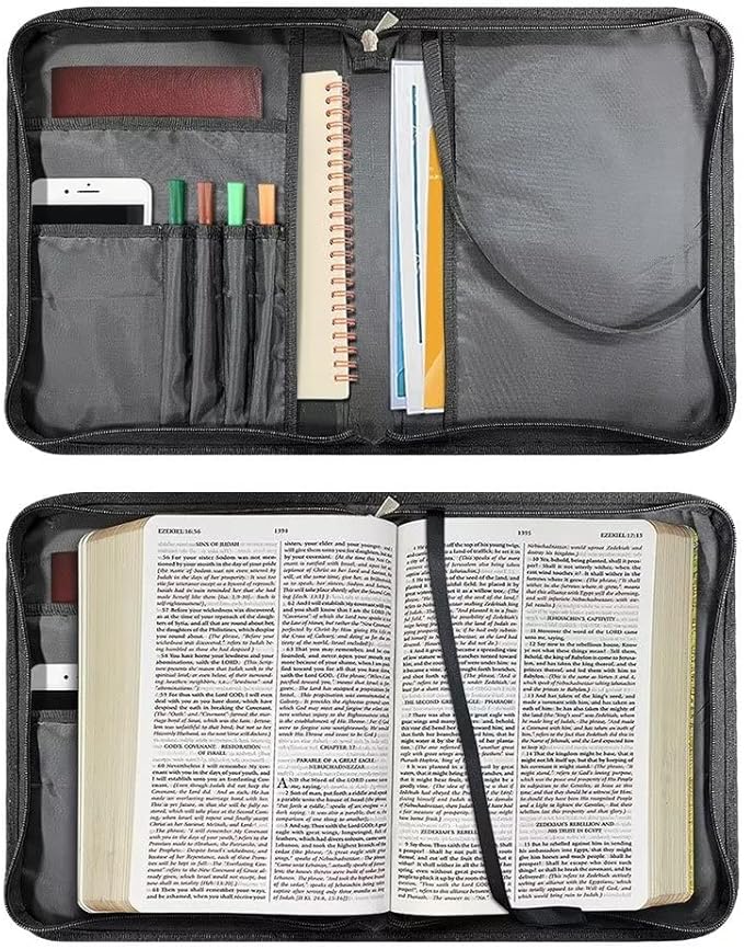 Lotusorchid Bible Case with Verse for Women Girls, Zippered PU Bible Book Cover with Handle Pocket Sunflower Pattern, Portable Durable Bible Cover Case Bible Cover Carrier Carrying Organizer Bag,2XL