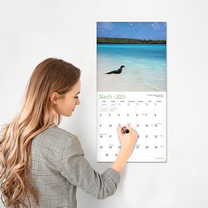 RED EMBER Untamed & Beautiful Tropical Islands 2025 Wall Calendar 12 Month | 12" x 24" Open | Thick & Sturdy Paper | Giftable | Calendar 2025
