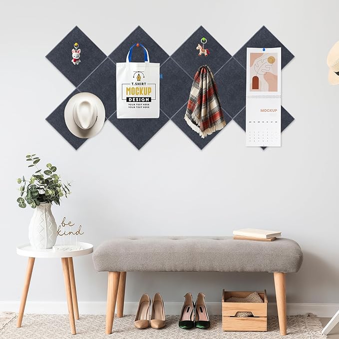 Smarpau Felt Bulletin Board 12 Pack Cork Boards for Walls 48"x36" Dark Gray Bulletin Board Cork Felt Board for Office Pin Tack Board for Home School