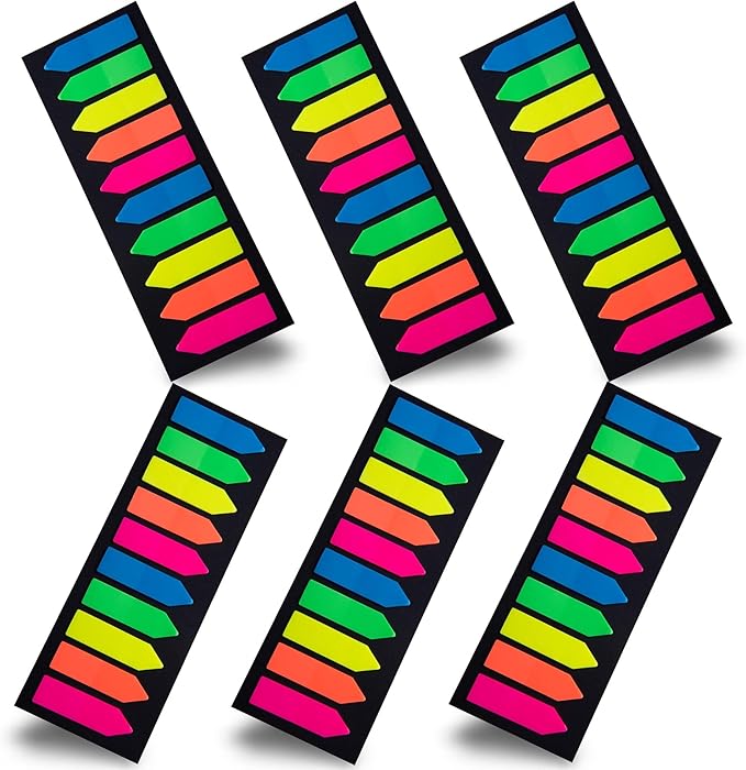 1200 Pcs Sticky Tabs Page Markers Sticky Index Tabs, Arrow Flag Tabs - 10 Primary Color Tabs Page Flag Markers Bookmarks Book Tabs for Annotating Books